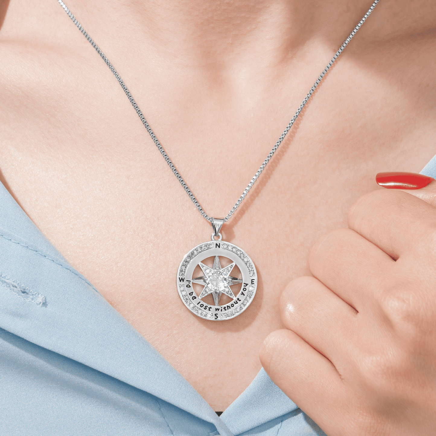 To My Wife - I'd Be Lost Without You Compass Necklace