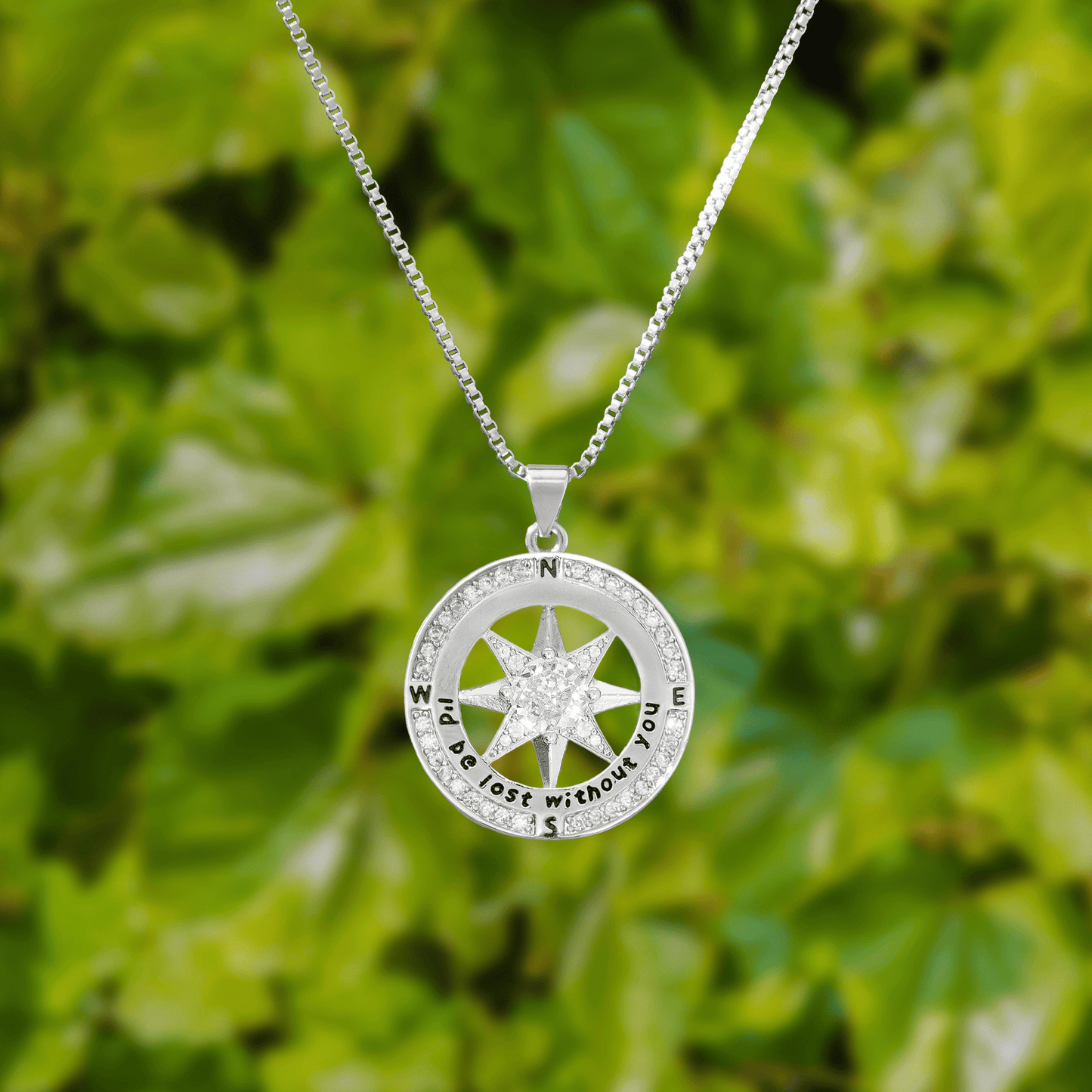 To My Wife - I'd Be Lost Without You Compass Necklace