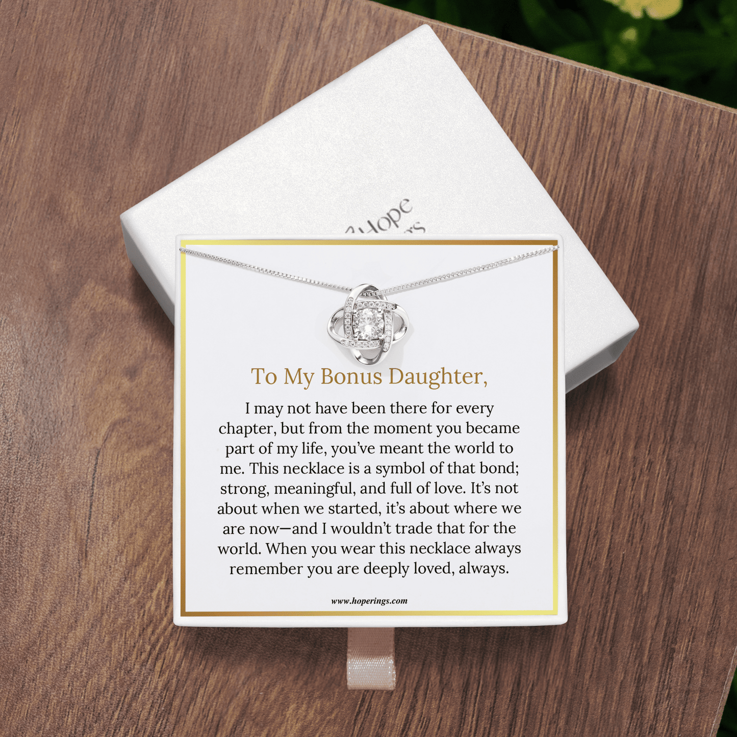 To My Bonus Daughter - Love Knot Necklace