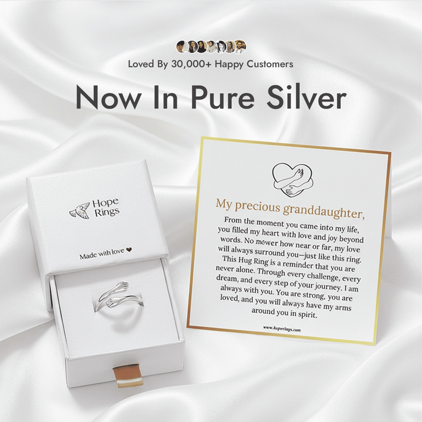 To My Granddaughter - Hug Ring (Pure Silver)