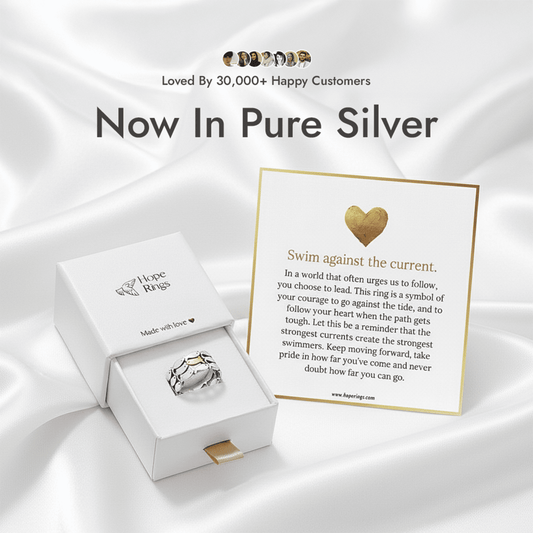 Swim Against The Current Ring - Pure Silver
