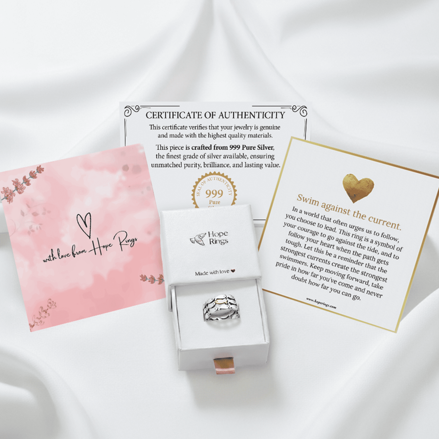 Swim Against The Current Ring - Pure Silver