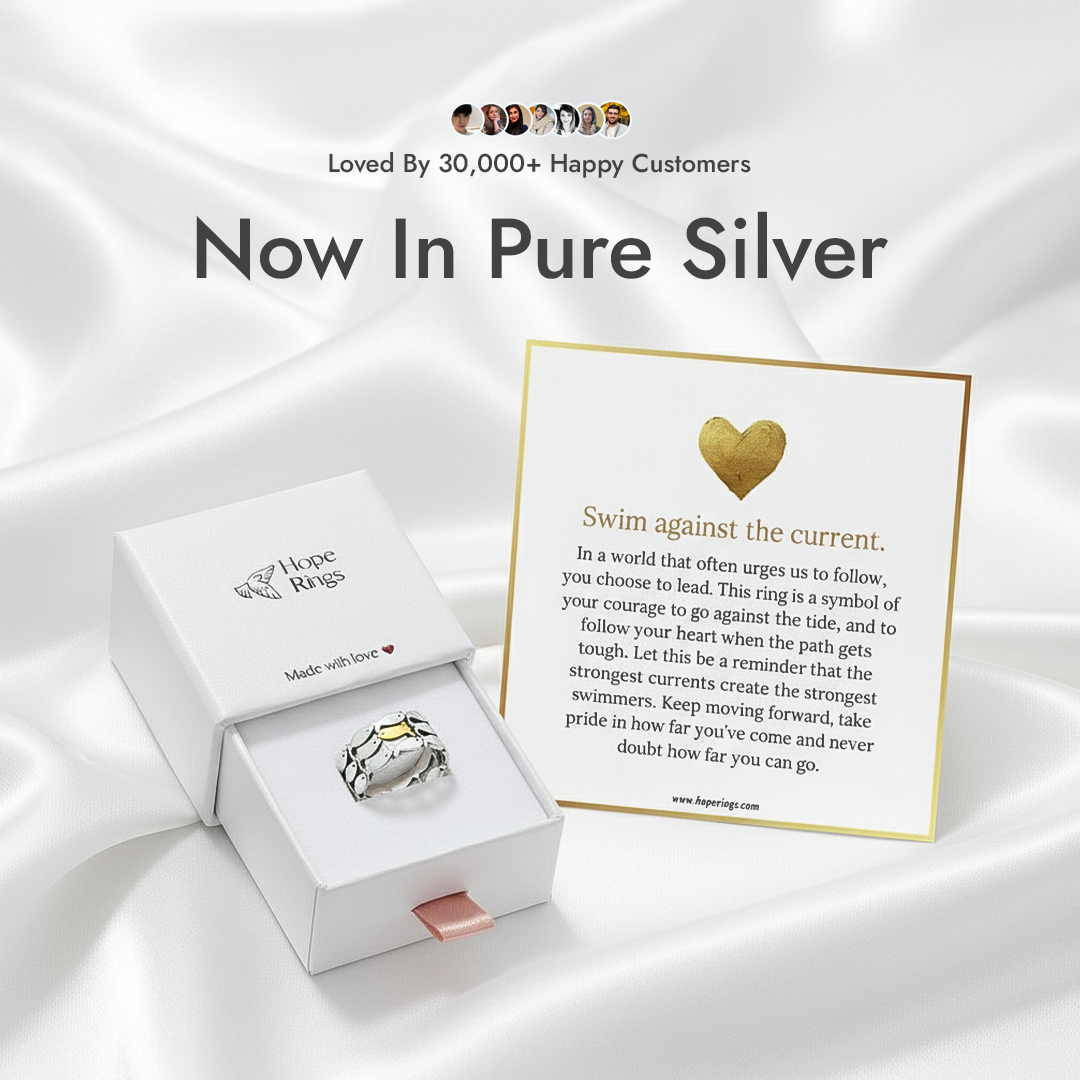Swim Against The Current Ring - Pure Silver (2 Pack)