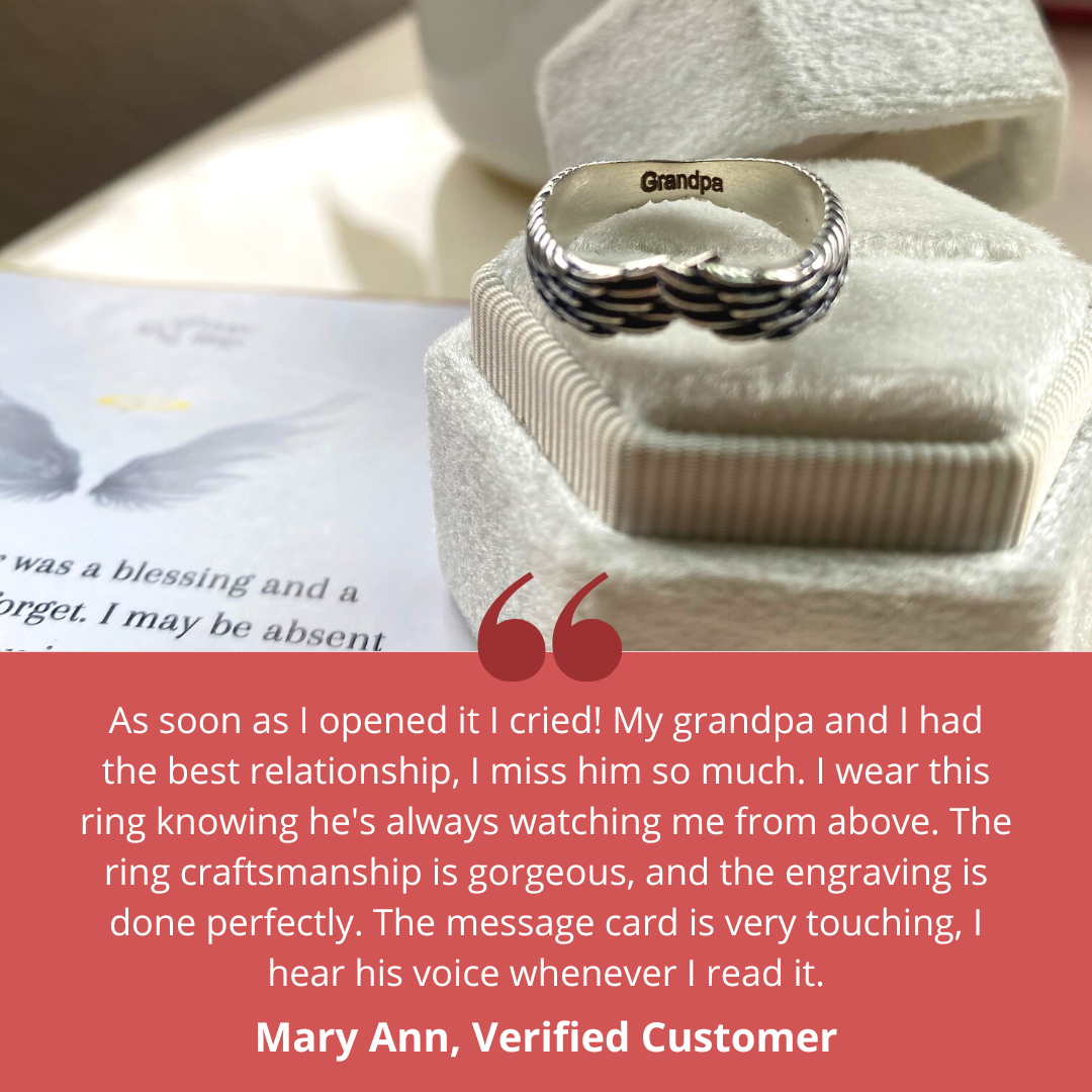 feather guardian angel ring