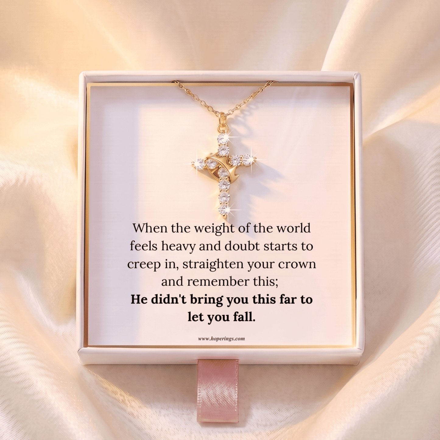 Straighten Your Crown Cross Necklace