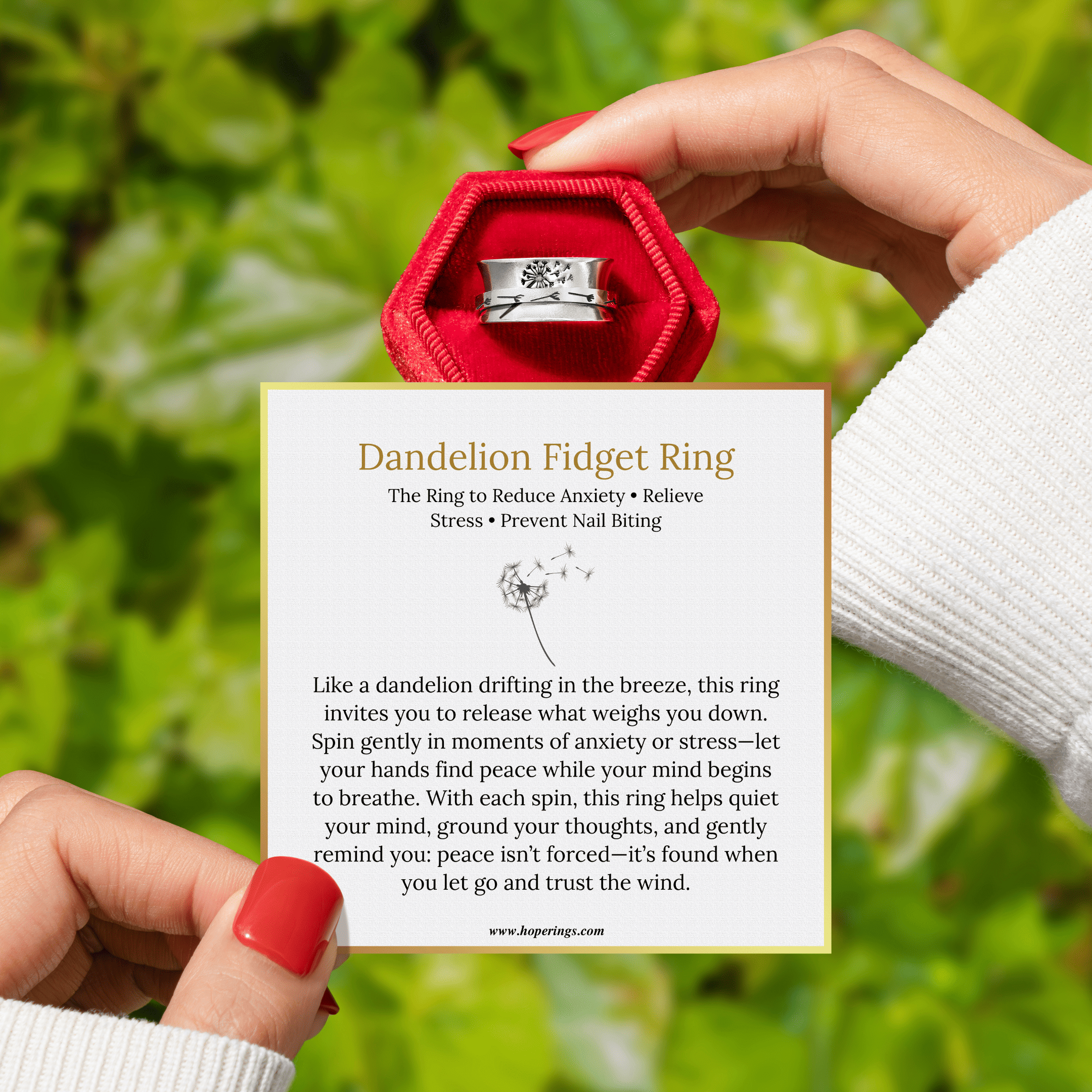 Dandelion Flower Fidget Ring – Hope Rings
