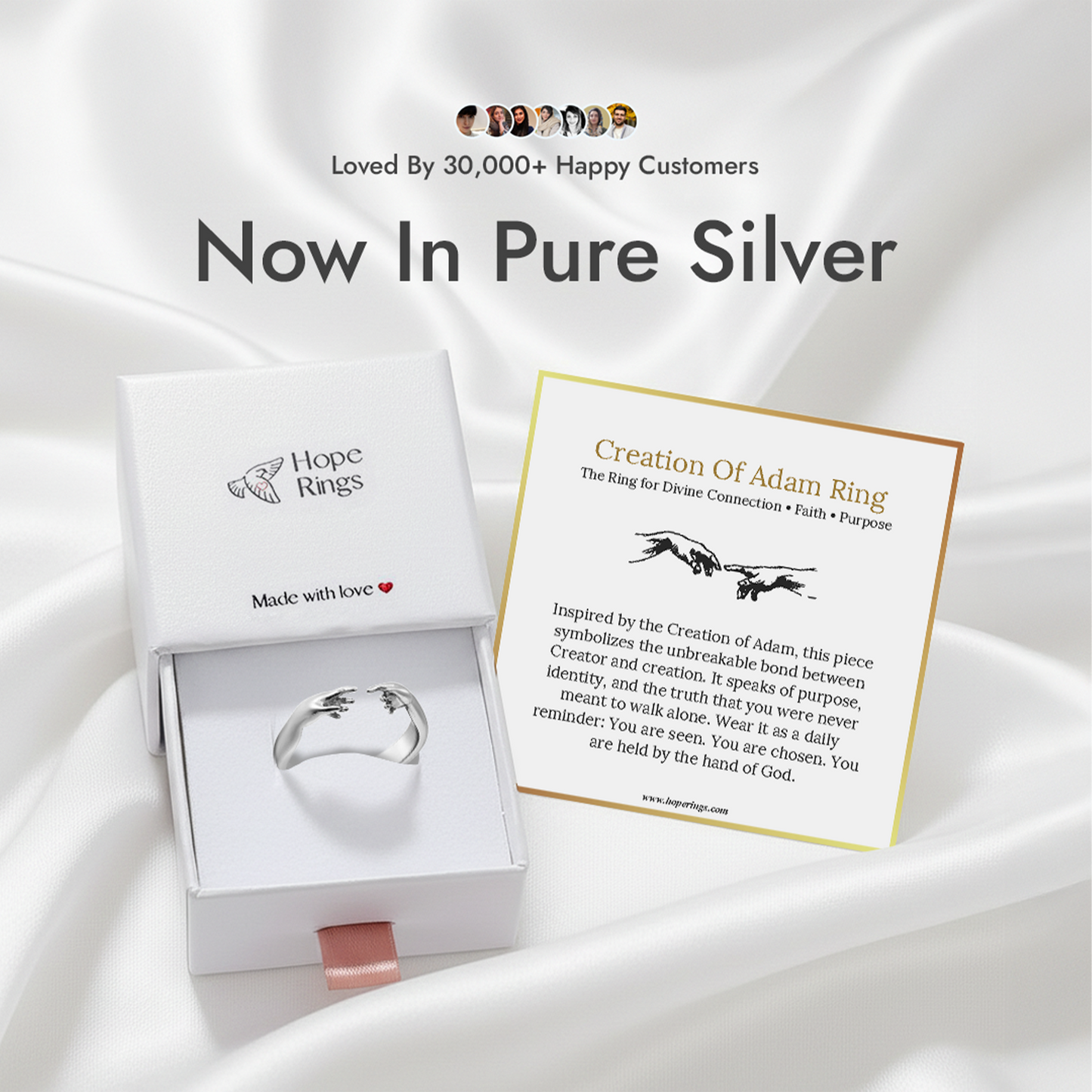 Creation Of Adam Ring - Pure Silver