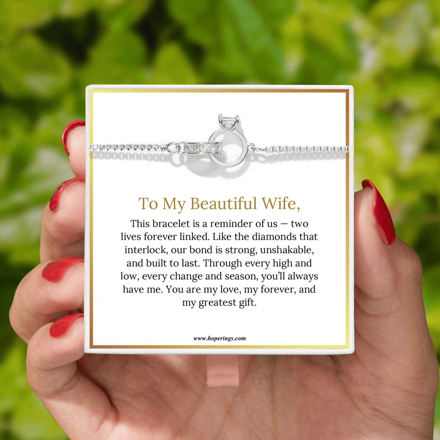 To My Wife - Interlocking Diamond Bracelet