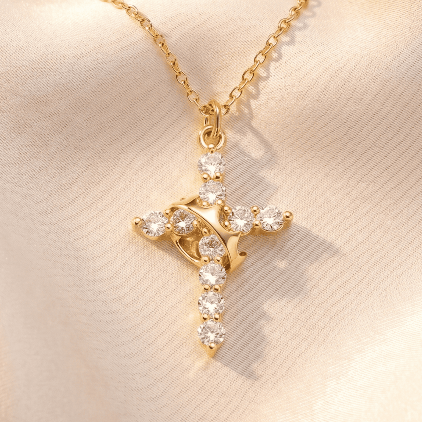 Straighten Your Crown Cross Necklace
