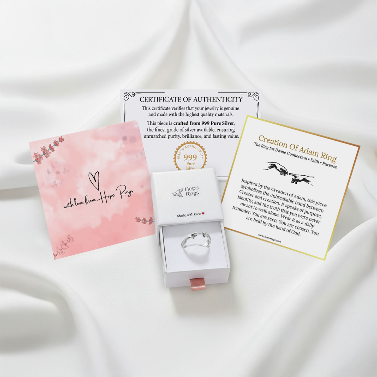 Creation Of Adam Ring - Pure Silver