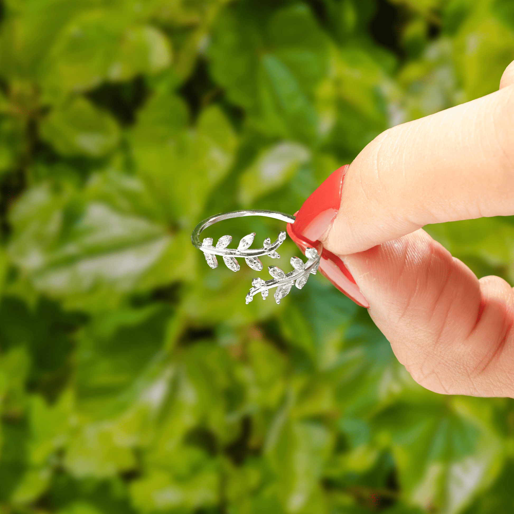 Overlapping Leaf Tree Nature Boho Ring - .925 Sterling Silver Band, Sizes 4-10