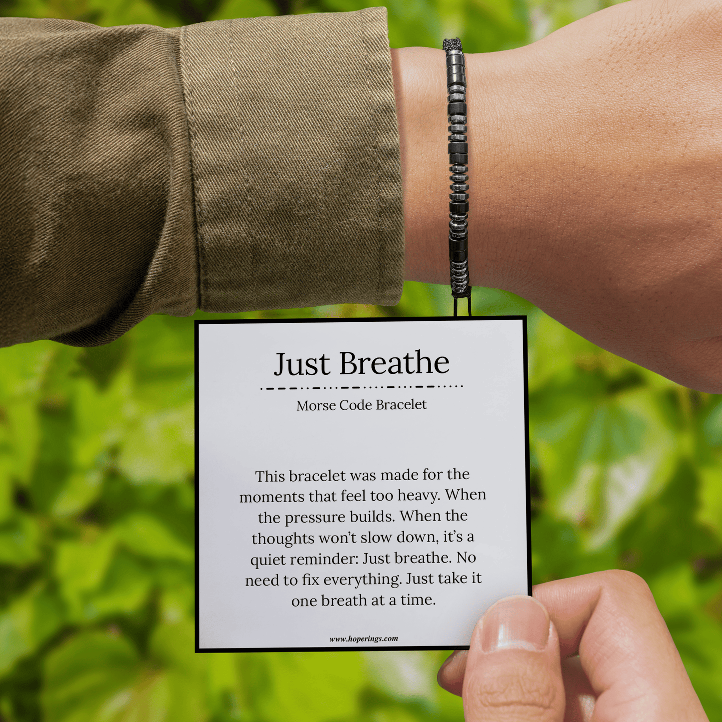 Just Breathe - Morse Code Bracelet