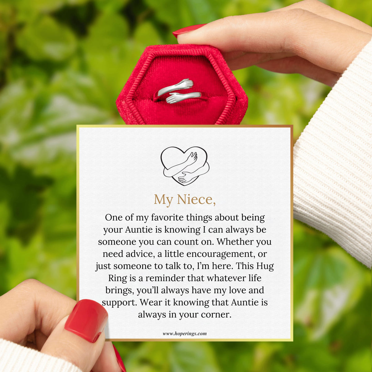 Auntie & Niece Hug Ring