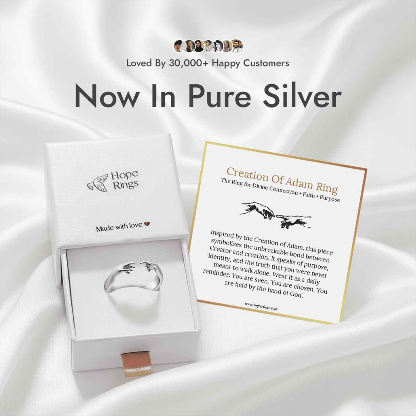 Creation Of Adam Ring - Pure Silver