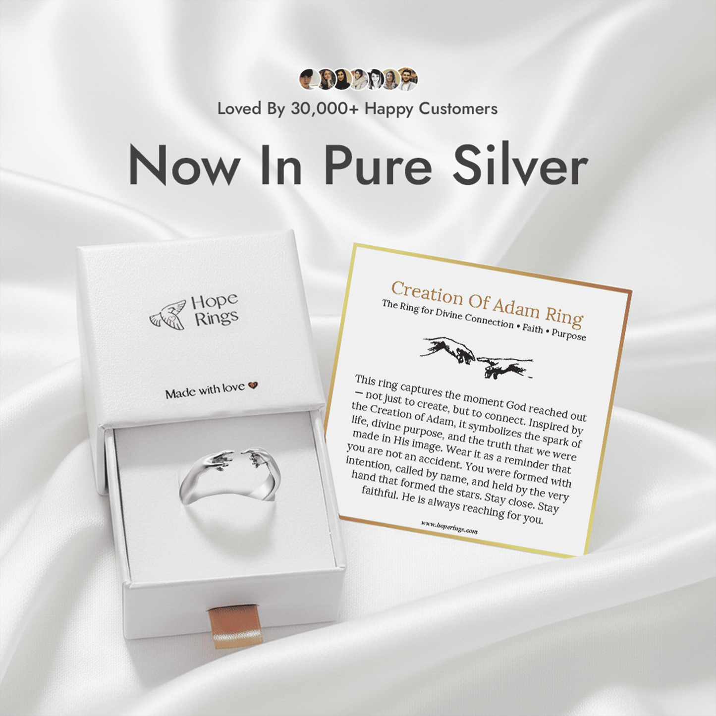 Creation Of Adam Ring - Pure Silver