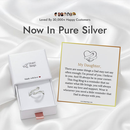 Dad & Daughter Hug Ring - Pure Silver