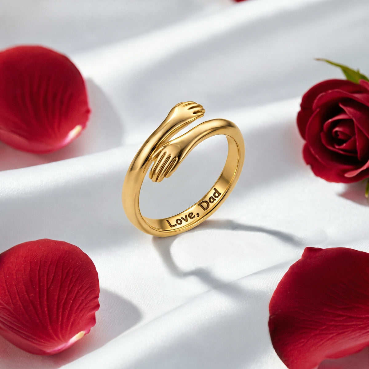 Dad & Daughter Hug Ring - 18K Gold