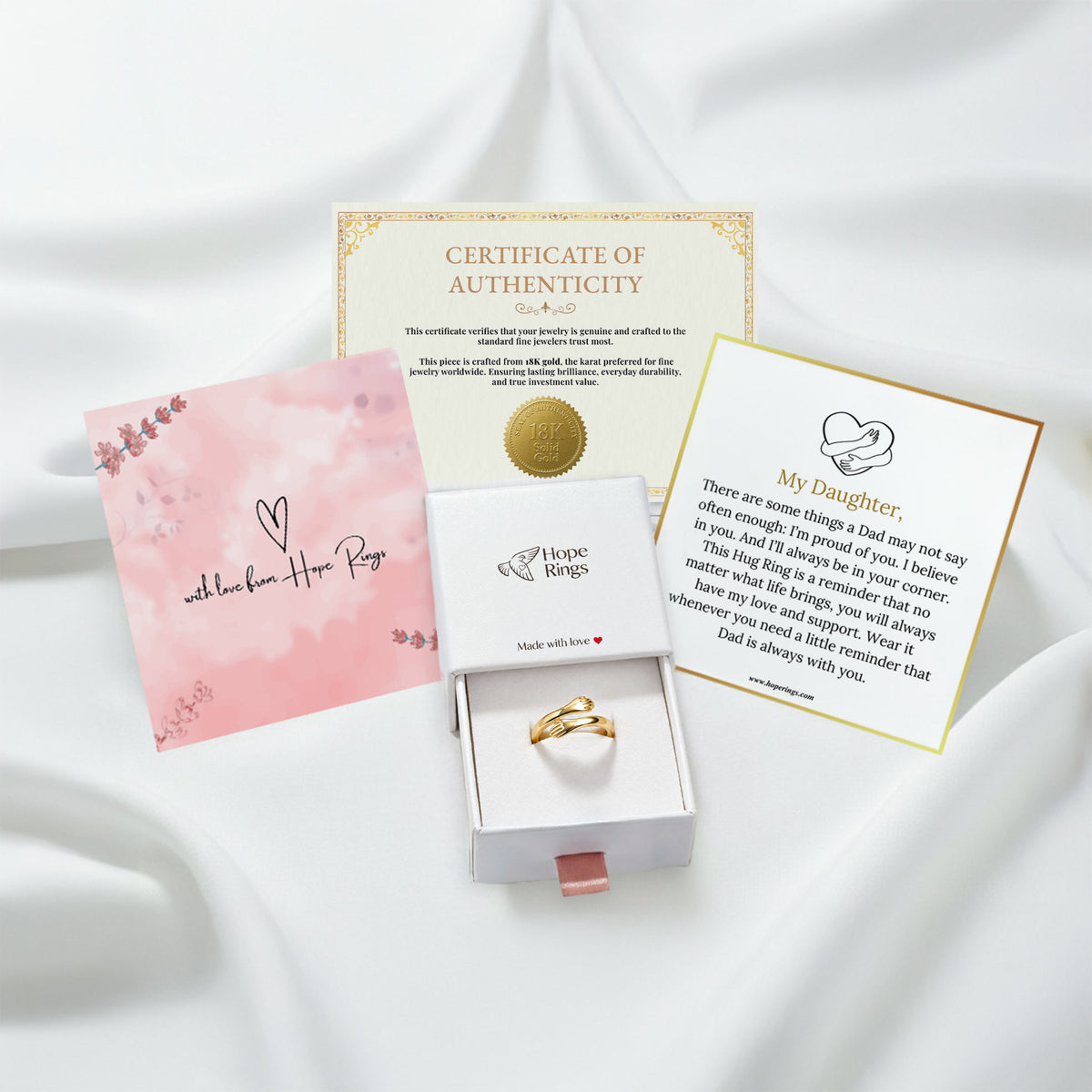 Dad & Daughter Hug Ring - 18K Gold