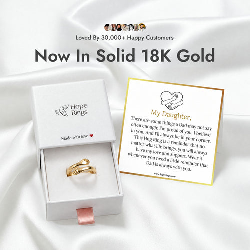 Dad & Daughter Hug Ring - 18K Gold