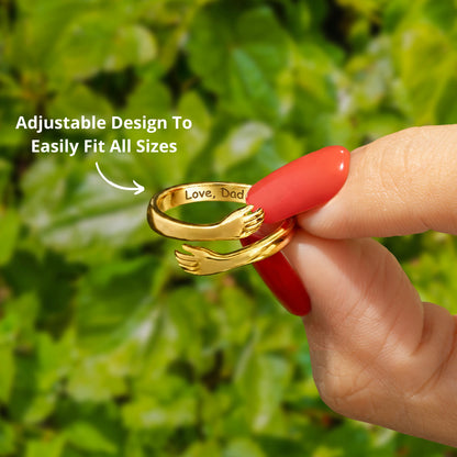 Dad & Daughter Hug Ring - Gold Vermeil