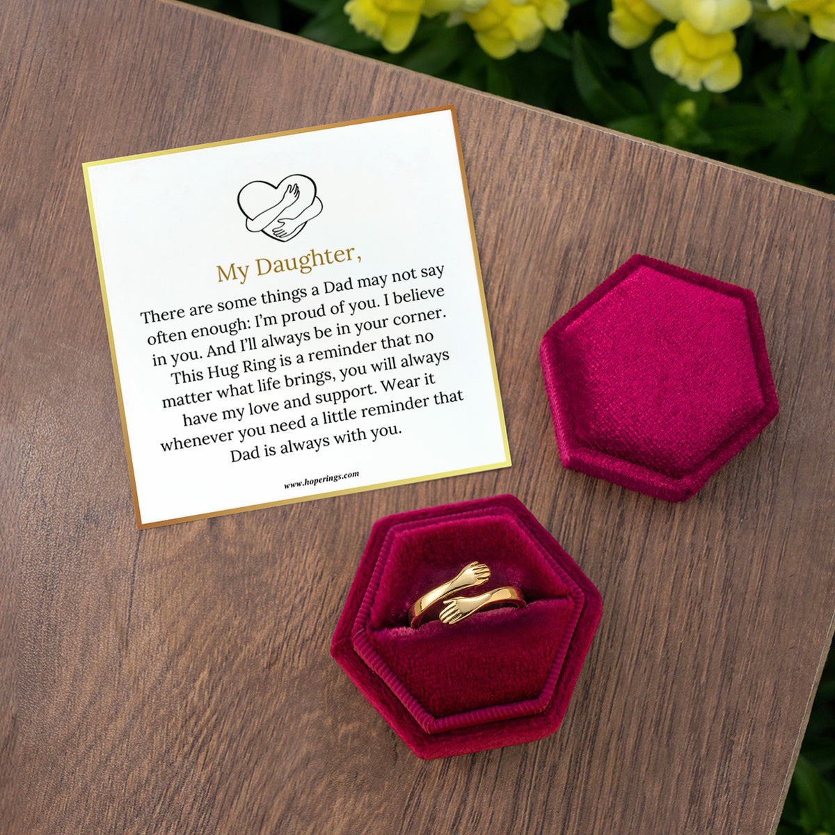 Dad & Daughter Hug Ring - Gold Vermeil