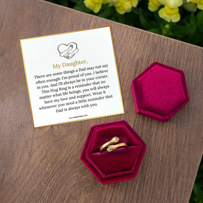 Dad & Daughter Hug Ring - Gold Vermeil