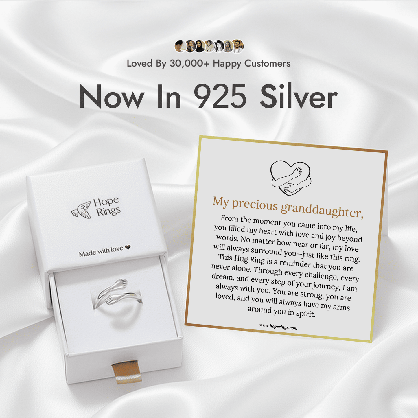 To My Granddaughter - Hug Ring (925 Silver)