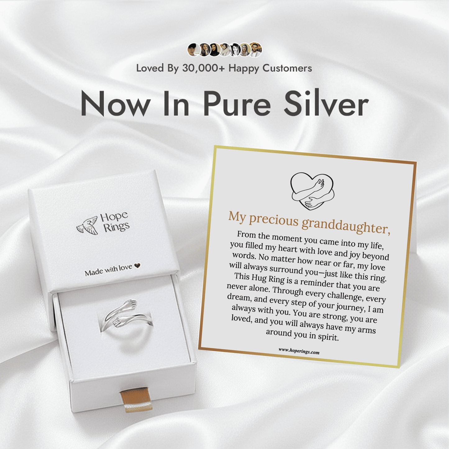 To My Granddaughter - Hug Ring (Pure Silver)