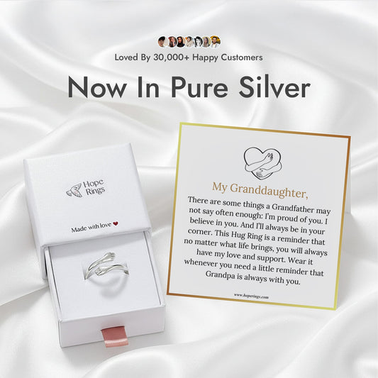 Grandpa & Granddaughter Hug Ring - Pure Silver