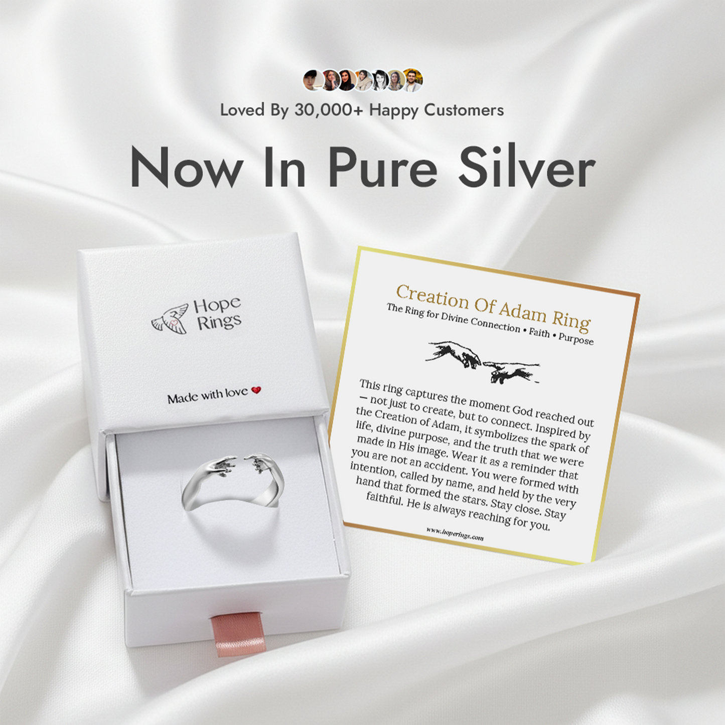 Creation Of Adam Ring - Pure Silver