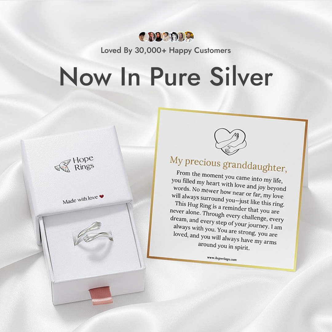 To My Granddaughter - Hug Ring (Pure Silver) 4 Pack